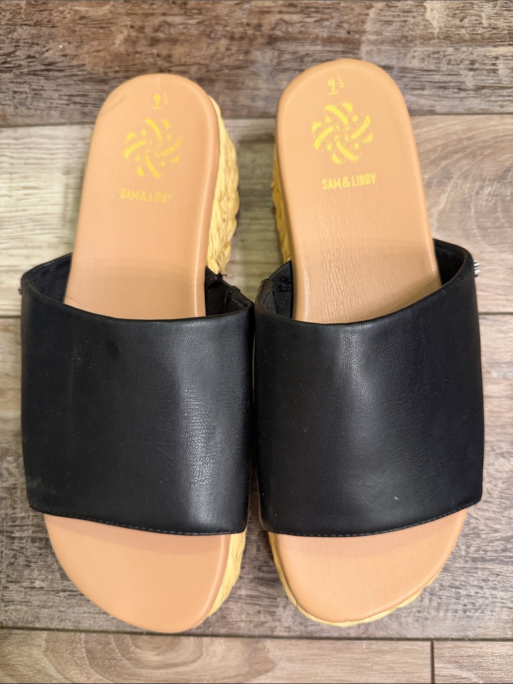 Sam & Libby Black and Tan Slide Mules